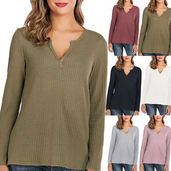 autumn spring women t-shirts long sleeve v-neck t shirt solid casual loose waffle knit women clothing basic tee shirt, White
autumn spring women t-shirts long sleeve v-neck t shirt solid casual loose waffle knit women clothing basic tee shirt, White