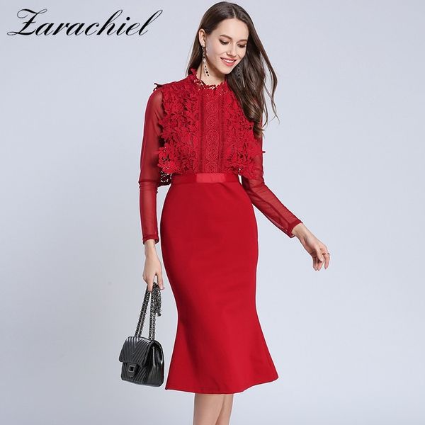women spring lace red water-soluble flower mesh casual patchwork dress plus sizes long sleeve mermaid vestidos 210416, Black;gray
women spring lace red water-soluble flower mesh casual patchwork dress plus sizes long sleeve mermaid vestidos 210416, Black;gray