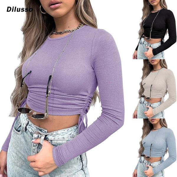 women cute crop long sleeve drawstring ruched t-shirts slim summer spring casual solid 2021 women's t-shirt, White
women cute crop long sleeve drawstring ruched t-shirts slim summer spring casual solid 2021 women's t-shirt, White