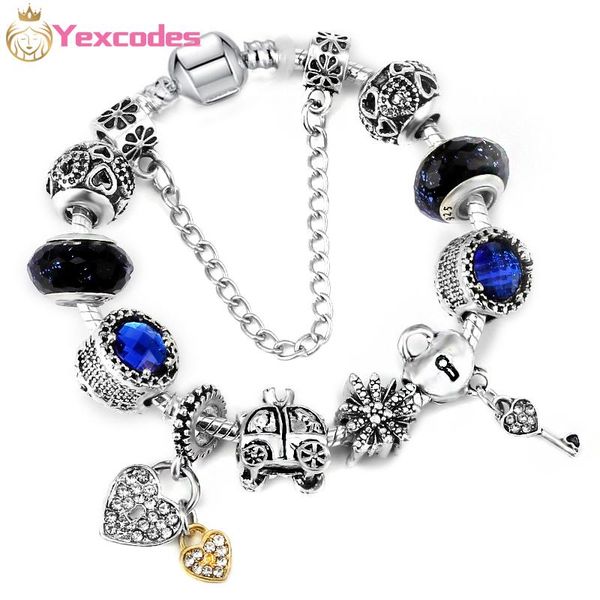 classic blue charm lady bracelet, starry sky glass beads and crown carriage snowflake charm, fine bracelet gift bracelets, Golden;silver
classic blue charm lady bracelet, starry sky glass beads and crown carriage snowflake charm, fine bracelet gift bracelets, Golden;silver