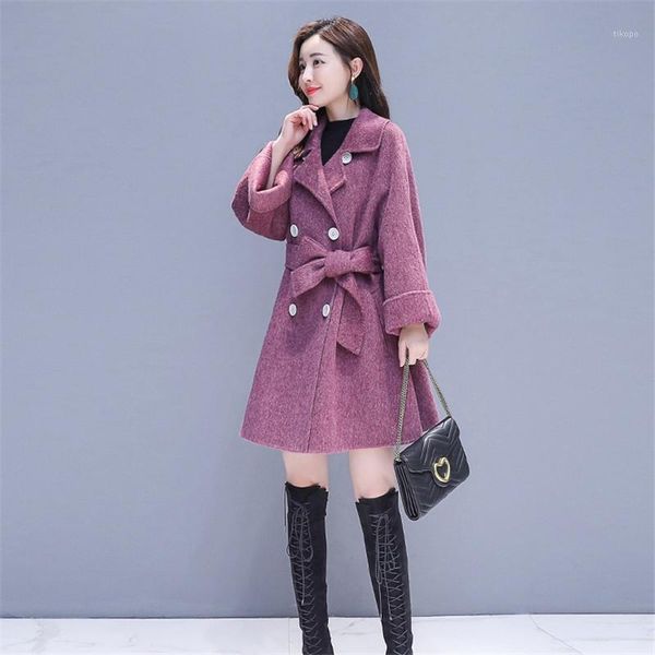 women's wool & blends women jacket 2021 loose medium long female woolen coat double-breasted simple spring ladies qw0291, Black
women's wool & blends women jacket 2021 loose medium long female woolen coat double-breasted simple spring ladies qw0291, Black