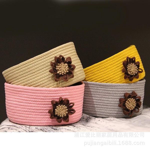 storage baskets hand-woven cotton string woven basket cosmetic box toys oval large with rope flower
storage baskets hand-woven cotton string woven basket cosmetic box toys oval large with rope flower
