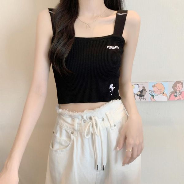 camisoles & tanks women's summer black knitted crop female embroidery letter tank for women square neck short small, Black;white
camisoles & tanks women's summer black knitted crop female embroidery letter tank for women square neck short small, Black;white