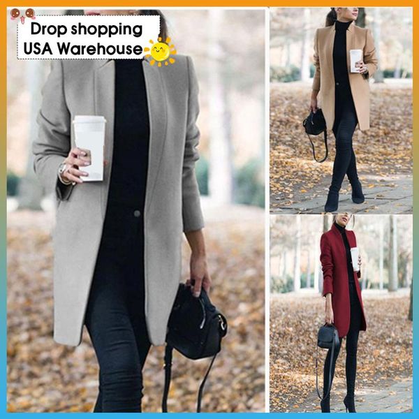 style for autumn and winter pure color stand collar woolen coat women outerwear streetwear women's suits & blazers, White;black
style for autumn and winter pure color stand collar woolen coat women outerwear streetwear women's suits & blazers, White;black