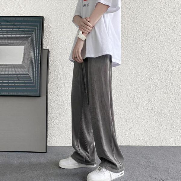 men's pants 2021 pleated straight elastic waist casual men streetwear loose ice silk trousers mens wide leg s-5xl, Black
men's pants 2021 pleated straight elastic waist casual men streetwear loose ice silk trousers mens wide leg s-5xl, Black