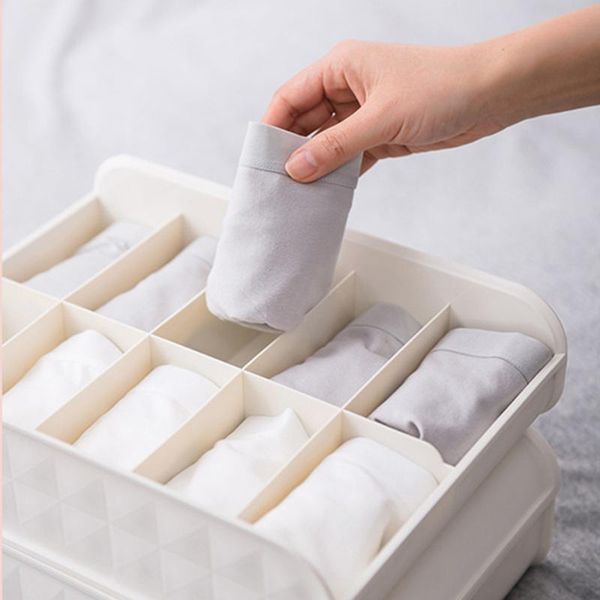 storage drawers socks box plastic underwear multiple grid cosmetic makeup case fping
