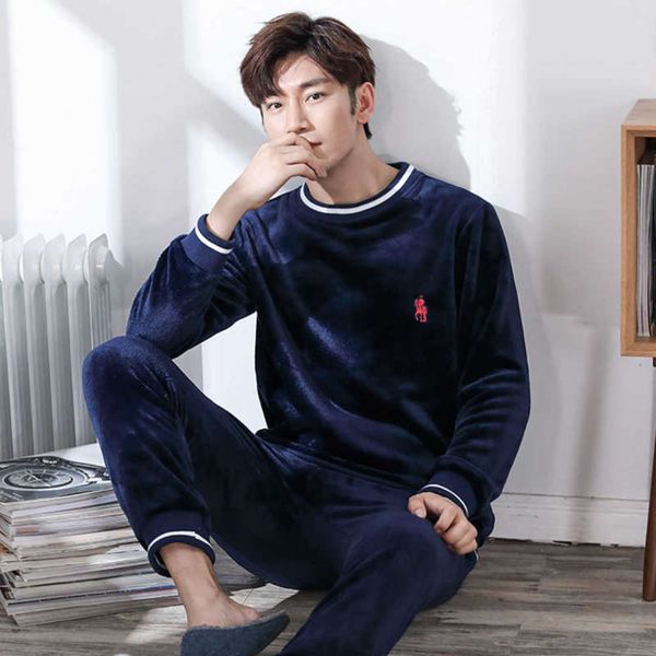 double sides soft flannel super warm men pajama sets ribbed o neck embroidery sleep loose thick pijama elastic waist pajama 210928, Black;brown
double sides soft flannel super warm men pajama sets ribbed o neck embroidery sleep loose thick pijama elastic waist pajama 210928, Black;brown