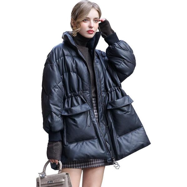 women's leather & faux european genuine sheepskin suede coat duck down lingning winter women outerwear suit lf21018bm, Black
women's leather & faux european genuine sheepskin suede coat duck down lingning winter women outerwear suit lf21018bm, Black