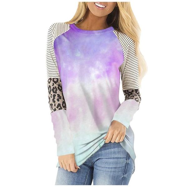 women's t-shirt tshirts women tie-dye leopard print woman casual loose long sleeve o-neck for, White
women's t-shirt tshirts women tie-dye leopard print woman casual loose long sleeve o-neck for, White