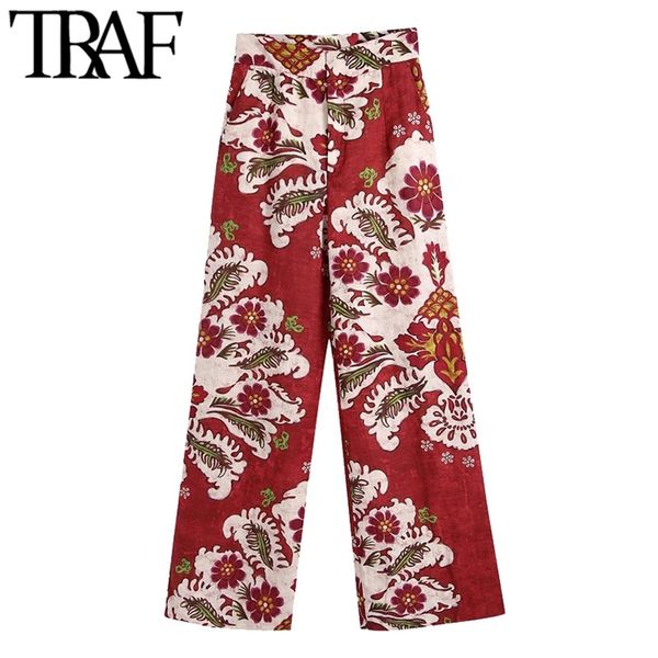women chic fashion side pockets printed wide leg pants vintage high waist zipper fly female trousers mujer 210507, Black;white
women chic fashion side pockets printed wide leg pants vintage high waist zipper fly female trousers mujer 210507, Black;white