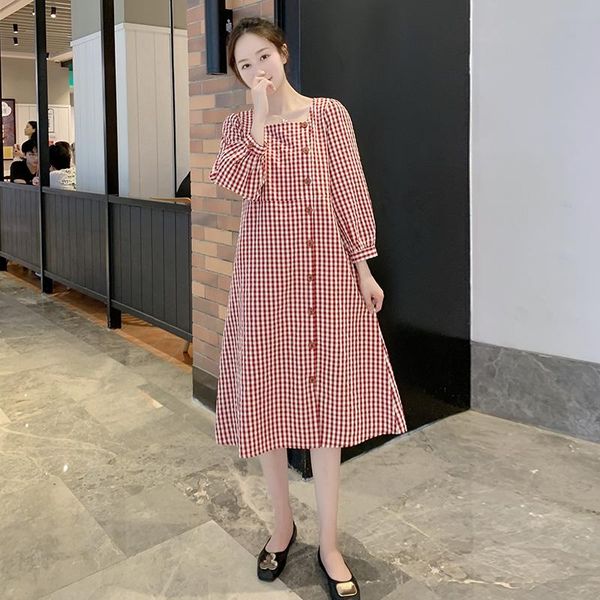 maternity dresses spring long sleeve ba plaid elegant belt square collar pregnant woman a-line dress buttons empire vestidos, White
maternity dresses spring long sleeve ba plaid elegant belt square collar pregnant woman a-line dress buttons empire vestidos, White
