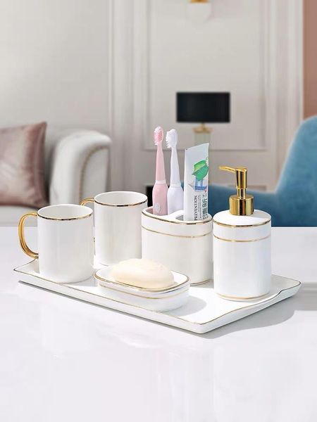 bath accessory set european ceramic bathroom with tray light luxury couples household tooth cup 5/6pcs toothbrush holder soap box
bath accessory set european ceramic bathroom with tray light luxury couples household tooth cup 5/6pcs toothbrush holder soap box