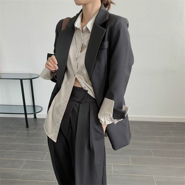 vintage chic single button open cuff suit jacket women fashion elegant notched office wear coat female outerwear 210531, White;black
vintage chic single button open cuff suit jacket women fashion elegant notched office wear coat female outerwear 210531, White;black