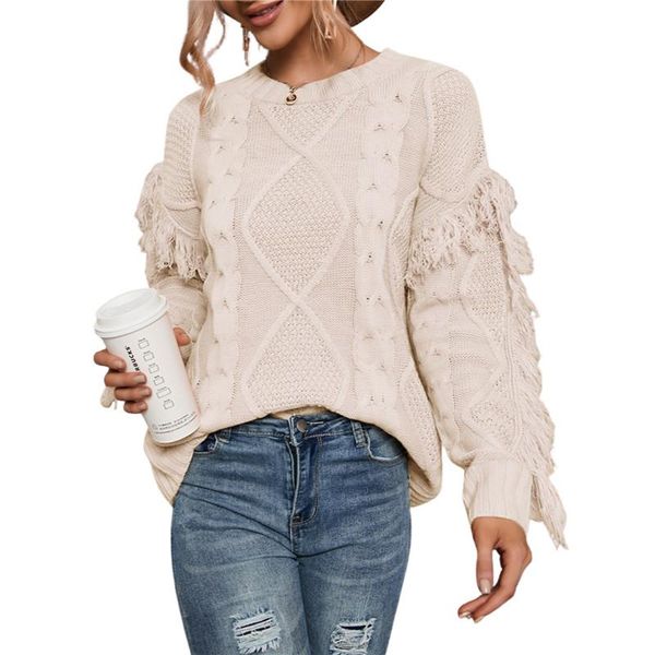 women's sweaters women tassel decoration sweater simple style solid color spring and autumn knitwear casual loose knitting pullover, White;black
women's sweaters women tassel decoration sweater simple style solid color spring and autumn knitwear casual loose knitting pullover, White;black