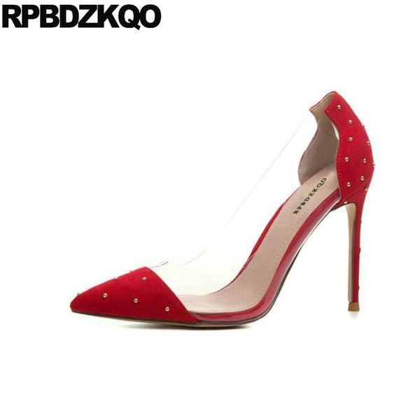 dress shoes designer pumps pvc clear ultra ladies stud rivet metal plus size transparent 8cm red high heels nude pointed toe scarpin, Black
dress shoes designer pumps pvc clear ultra ladies stud rivet metal plus size transparent 8cm red high heels nude pointed toe scarpin, Black