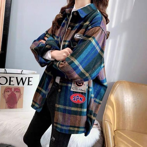 women's jackets fashion plaid shirt jacket mid-length loose korean style brushed autumn and winter all-match outer wear trend, Black;brown
women's jackets fashion plaid shirt jacket mid-length loose korean style brushed autumn and winter all-match outer wear trend, Black;brown