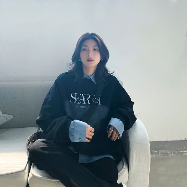 women's jackets long halo letter printing sweater for women on the street in fall mvle, Black;brown
women's jackets long halo letter printing sweater for women on the street in fall mvle, Black;brown