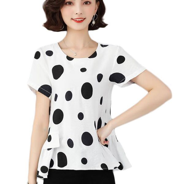 women blouses summer short sleeve fashion polka dot print chiffon blouse korean plus size shirts camisas mujer women's &, White
women blouses summer short sleeve fashion polka dot print chiffon blouse korean plus size shirts camisas mujer women's &, White