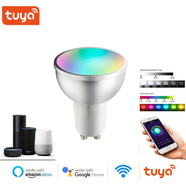bulbs tuya wifi smart bulb gu10 led lamp dimmable 5w rgb + white warm voice control work with alexa / google home app
bulbs tuya wifi smart bulb gu10 led lamp dimmable 5w rgb + white warm voice control work with alexa / google home app