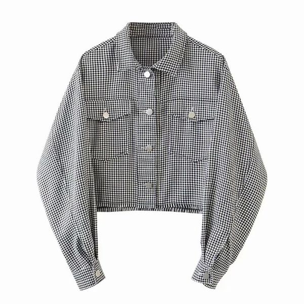 women's jackets tide spring drop shoulder check plaid short jacket vintage women lapel pockets single breasted draped outerwear, Black;brown
women's jackets tide spring drop shoulder check plaid short jacket vintage women lapel pockets single breasted draped outerwear, Black;brown