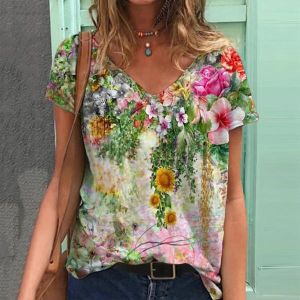 women's blouses & shirts graphic t-shirts women summer 3d flower print v-neck short sleeve tee casual loose oversized t-shirt y2k plus, White
women's blouses & shirts graphic t-shirts women summer 3d flower print v-neck short sleeve tee casual loose oversized t-shirt y2k plus, White