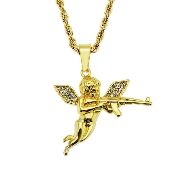 hip hop gold plated iced out micro pave crystal angel wing pendant necklace with chain jewelry for men women necklaces, Silver
hip hop gold plated iced out micro pave crystal angel wing pendant necklace with chain jewelry for men women necklaces, Silver