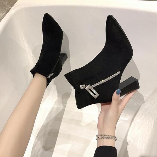 boots ankle women shoes ladies fashion high-heeled suede 2021 autumn style plus fur warm d570, Black
boots ankle women shoes ladies fashion high-heeled suede 2021 autumn style plus fur warm d570, Black