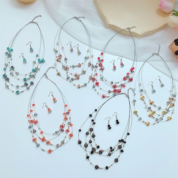 colorful crystal jewelry sets choker layers statement necklace earrings set beads wedding bridal chains, Silver
colorful crystal jewelry sets choker layers statement necklace earrings set beads wedding bridal chains, Silver