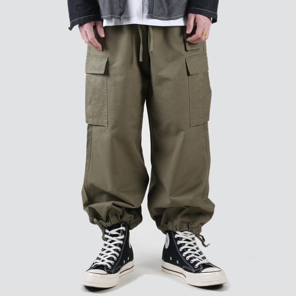 men's pants amekaji solid color multi-pocket cargo mens safari style work elastic waist baggy wide leg military trousers men, Black
men's pants amekaji solid color multi-pocket cargo mens safari style work elastic waist baggy wide leg military trousers men, Black