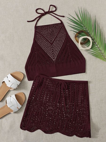 halter cover up & drawstring waist skirt set o461#, White;black
halter cover up & drawstring waist skirt set o461#, White;black