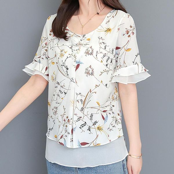 womens blouse shirt spring summer o-neck short sleeve casual flowers printing female fashion feminino mulher women's blouses & shirts, White
womens blouse shirt spring summer o-neck short sleeve casual flowers printing female fashion feminino mulher women's blouses & shirts, White