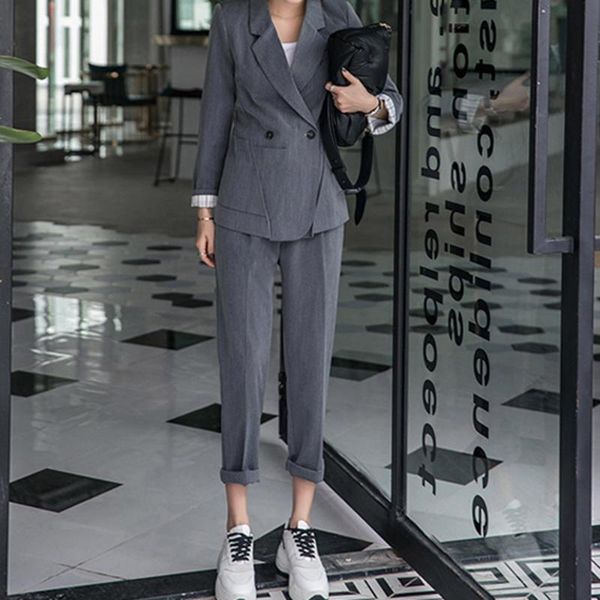 casual blazer suit women 2021 chic spring autumn ladies office british style formal two-piece street fashion sets women's two piece pan, White
casual blazer suit women 2021 chic spring autumn ladies office british style formal two-piece street fashion sets women's two piece pan, White