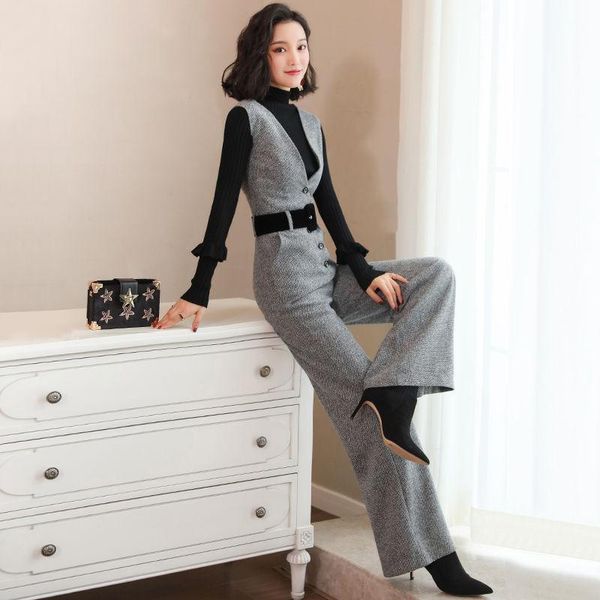 women's two piece pants 2021 women spring autumn jumpsuit female pocket romper long wide leg pants+pullover knitted ladies 2 sets m584, White
women's two piece pants 2021 women spring autumn jumpsuit female pocket romper long wide leg pants+pullover knitted ladies 2 sets m584, White