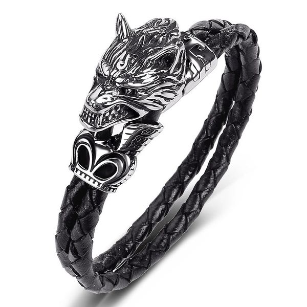 charm bracelets trendy double leather hand bracelet men punk jewelry stainless steel wolf head braided wrist band male fashion bangles gift, Golden;silver
charm bracelets trendy double leather hand bracelet men punk jewelry stainless steel wolf head braided wrist band male fashion bangles gift, Golden;silver