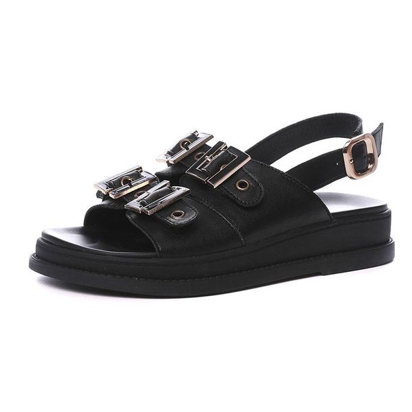 british metal genuel leather women summer thick bottom sandals open toe gladiator beach casual daily platform buckle, Black
british metal genuel leather women summer thick bottom sandals open toe gladiator beach casual daily platform buckle, Black