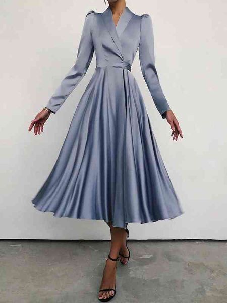 luxury women's casual dresses 2022 women's long sleeve cardigan solid print spring / summer dresses, Black;gray