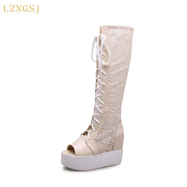 spring summer air mesh women high boots cross-tied peep toe wedges with platforms female plus size 43, Black
spring summer air mesh women high boots cross-tied peep toe wedges with platforms female plus size 43, Black