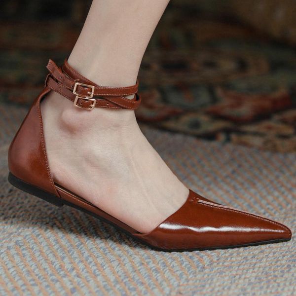 sandals women's genuine leather ankle strap flats pointed toe ladies soft comfortable daily casual single shoes summer, Black
sandals women's genuine leather ankle strap flats pointed toe ladies soft comfortable daily casual single shoes summer, Black