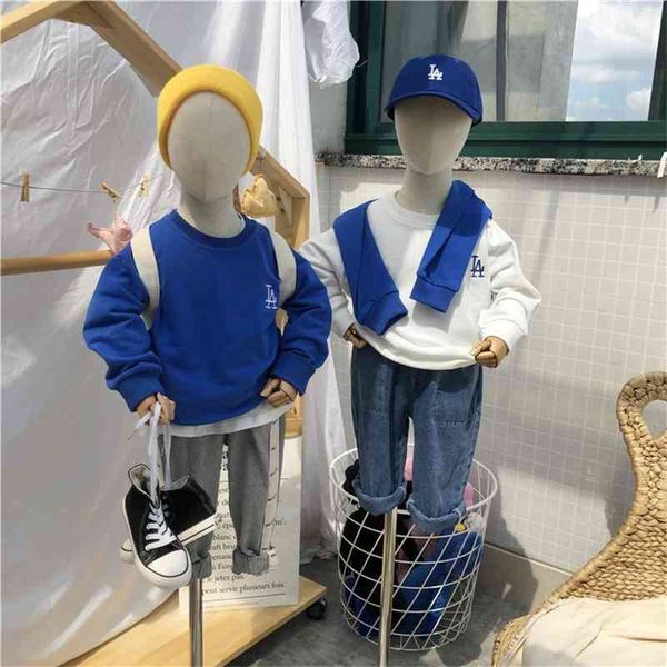 2021 spring children's republic of korea new boys and girls' embroidered letter round neck long sleeve sweater baby fashion brand, White
2021 spring children's republic of korea new boys and girls' embroidered letter round neck long sleeve sweater baby fashion brand, White