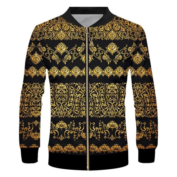 men's jackets eu size baroque style zipper 3d printed golden floral luxury coat women oversized pullover drop supplier, Black;brown
men's jackets eu size baroque style zipper 3d printed golden floral luxury coat women oversized pullover drop supplier, Black;brown