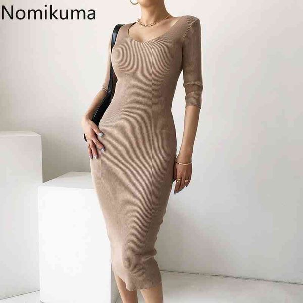 nomikuma women knitted dresses elegant strecth slim bodycorn dress korean solid deep v-neck sweater vestido new 6h431 210427, Black;gray
nomikuma women knitted dresses elegant strecth slim bodycorn dress korean solid deep v-neck sweater vestido new 6h431 210427, Black;gray
