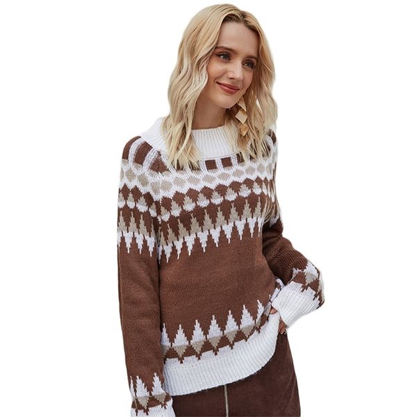 sweater women loose brown stitching vintage autumn winter fashion pullover long sleeve knitted sweaters feminina lr900 210531, White;black
sweater women loose brown stitching vintage autumn winter fashion pullover long sleeve knitted sweaters feminina lr900 210531, White;black