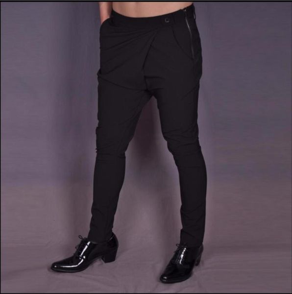 27-44 men trousers personality zipper slim skinny pants oblique fold casual black harem hairstylist clothing autumn men's
27-44 men trousers personality zipper slim skinny pants oblique fold casual black harem hairstylist clothing autumn men's