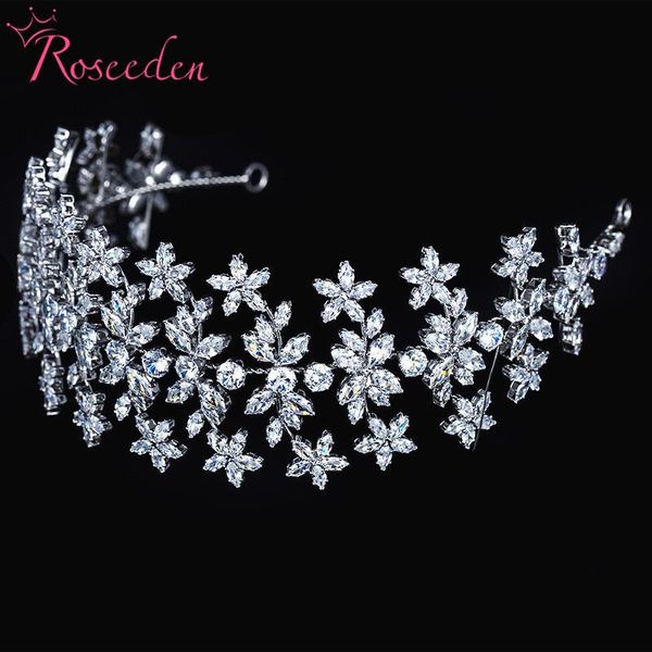 unique design cz wedding headband princess ladies zircon tiaras bridal hair accessories re4148 clips & barrettes, Golden;silver