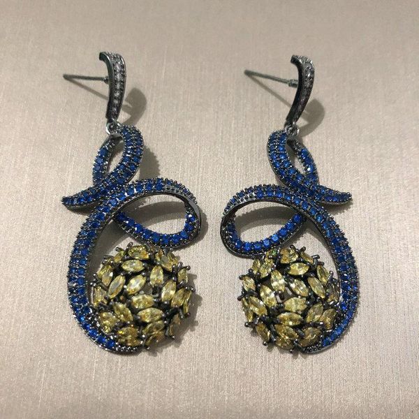 dangle & chandelier bilincolor trendy blue and yellow round cz drop earring for party gift, Silver
dangle & chandelier bilincolor trendy blue and yellow round cz drop earring for party gift, Silver