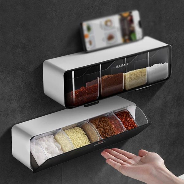 storage bottles & jars seasoning box punch-wall hanging drawer condiment four-grid integrated household kitchen salt and sugar boxes
storage bottles & jars seasoning box punch-wall hanging drawer condiment four-grid integrated household kitchen salt and sugar boxes