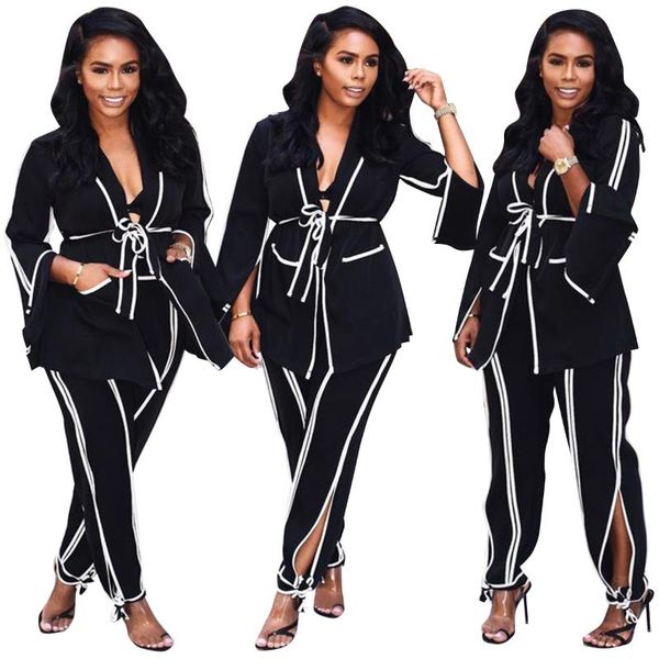 women's two piece pants winter casual trousers suit women long suit+wide leg set sleeve wide split zipper pockets bow, White
women's two piece pants winter casual trousers suit women long suit+wide leg set sleeve wide split zipper pockets bow, White