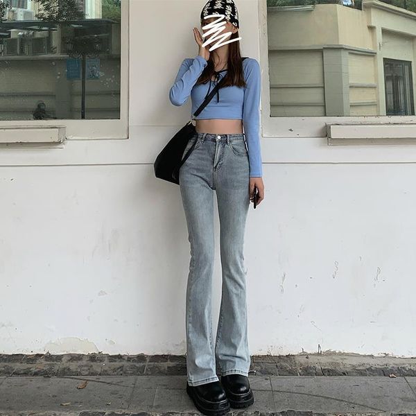 women's jeans 2021 autumn women versatile flare pants korean slim stretch thin pocket denim ladies trousers wide leg tide, Blue
women's jeans 2021 autumn women versatile flare pants korean slim stretch thin pocket denim ladies trousers wide leg tide, Blue