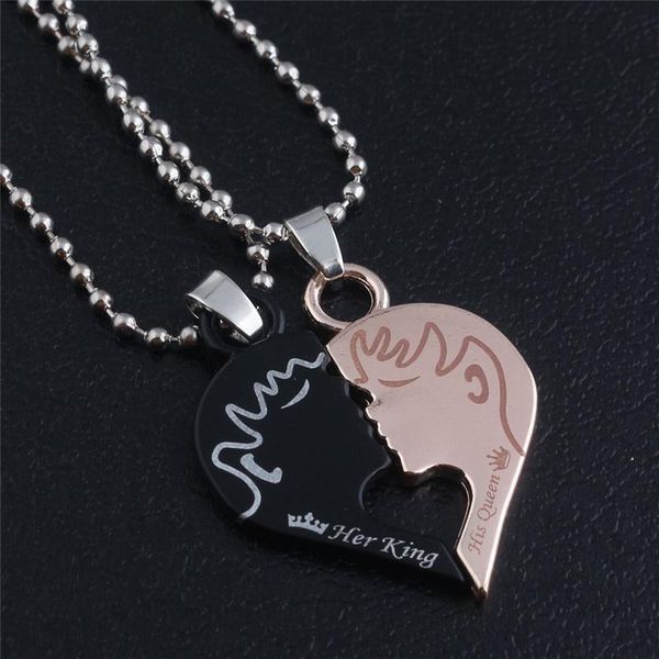 pendant necklaces love couple puzzle her king his queen two half men's and women's jewelry accessories yt80, Silver
pendant necklaces love couple puzzle her king his queen two half men's and women's jewelry accessories yt80, Silver
