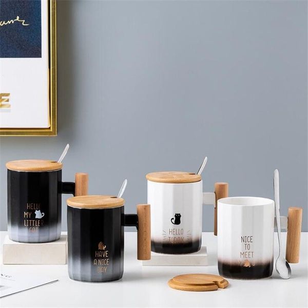 mugs 400ml creative black white ceramic wooden handle coffee milk breakfast mug household heat resistant with lid spoon
mugs 400ml creative black white ceramic wooden handle coffee milk breakfast mug household heat resistant with lid spoon